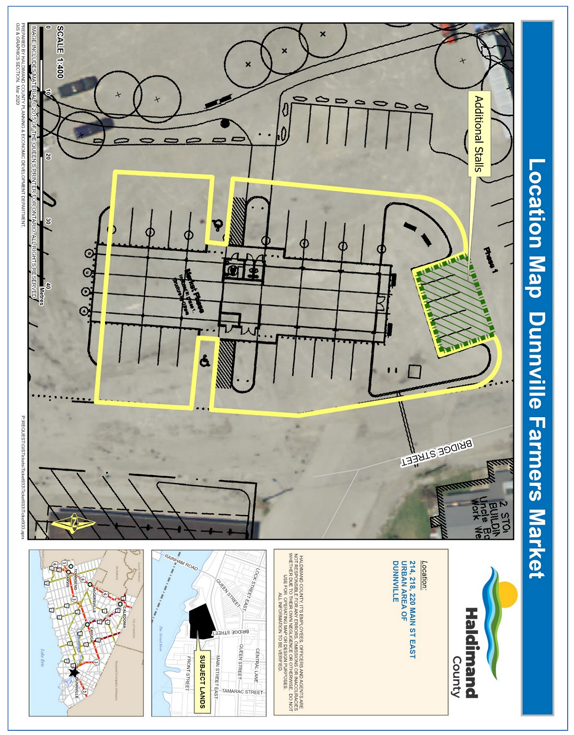 location map of Dunnville farmers market depicting area for stalls