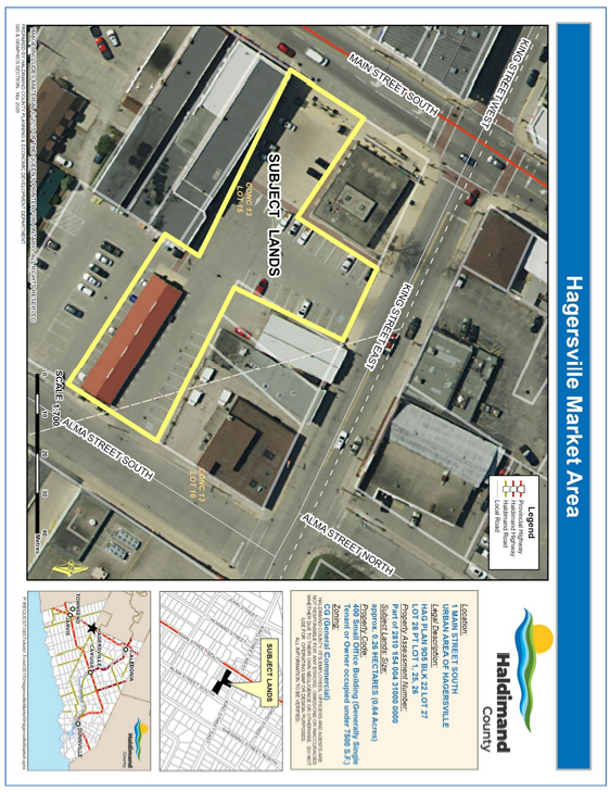 location map of Hagersville Market Area depicting area in parking lot