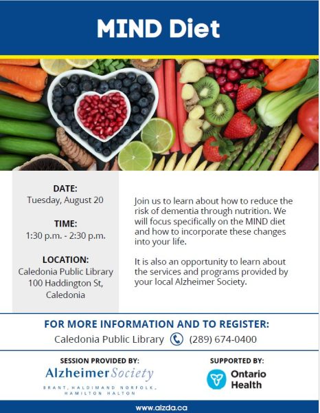 Image of the MIND DIET information session poster. All information on the poster in provided on the website .